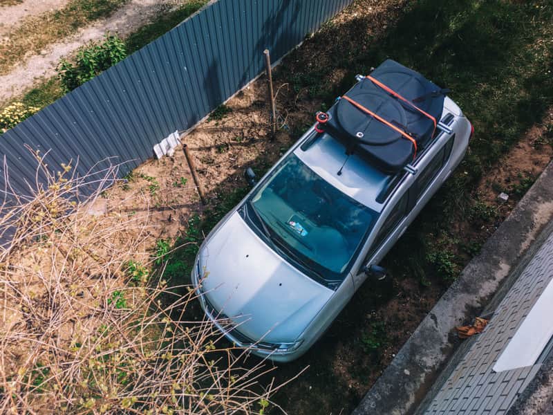 Representative photo of a steel cargo basket mounted in a vehicle's hitch receiver